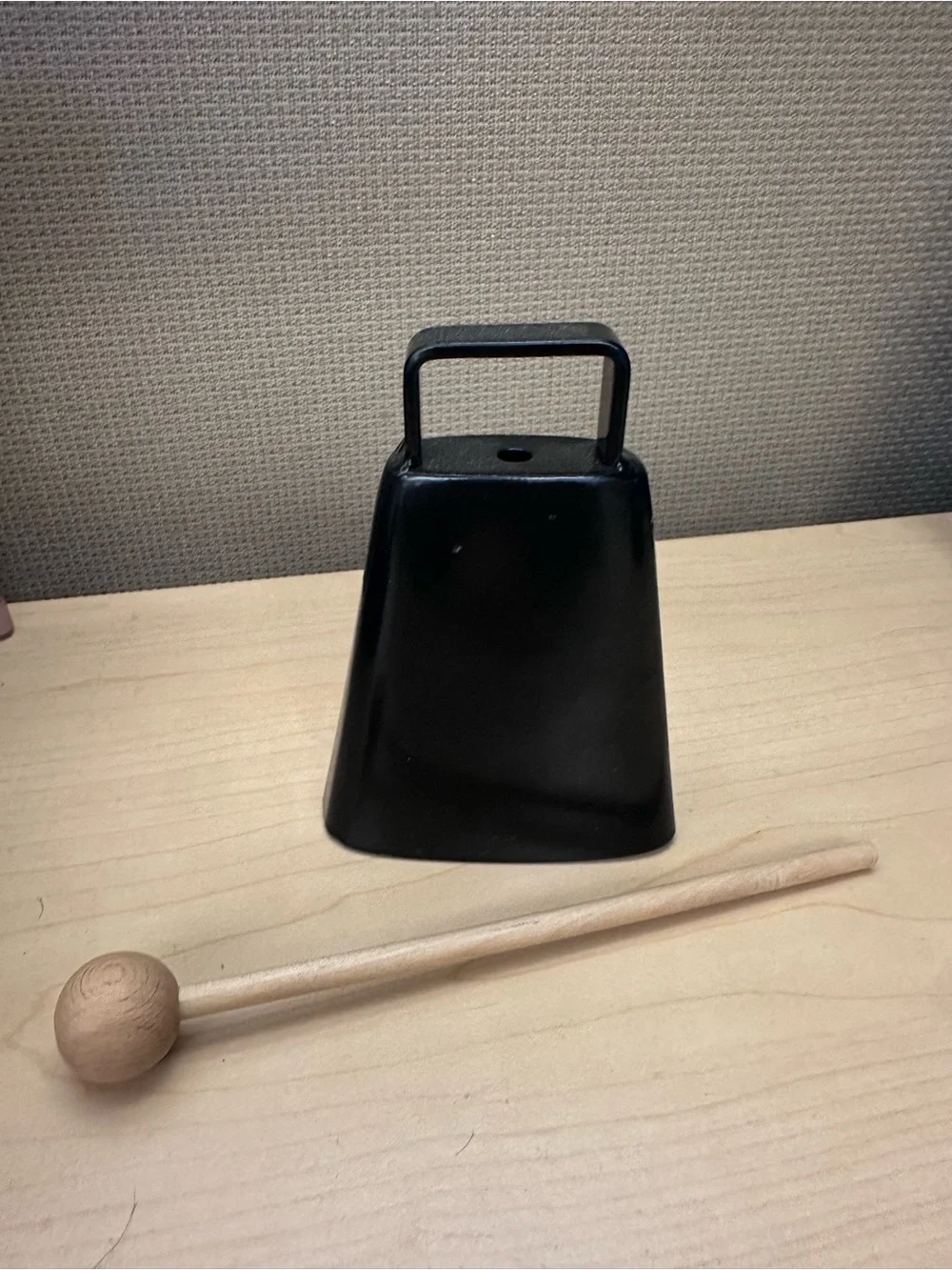 Black Cowbell with Natural Wood Mallet